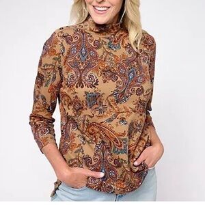 Isaac Mizrahi Live. multi-color floral mock turtleneck.